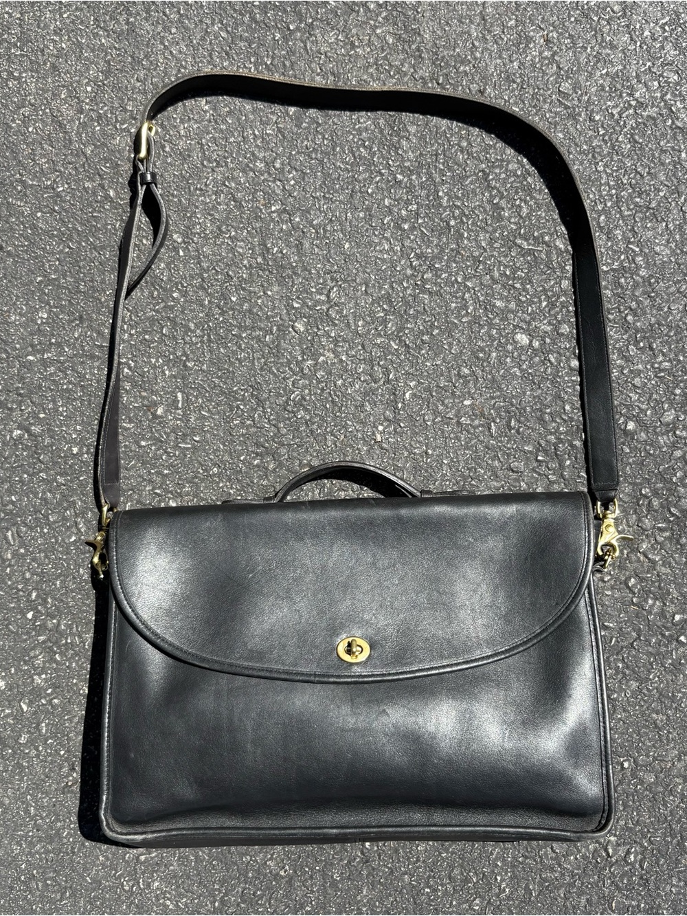 Vintage 90s Coach Lexington Briefcase Black Leather Bag Messenger USA Classic